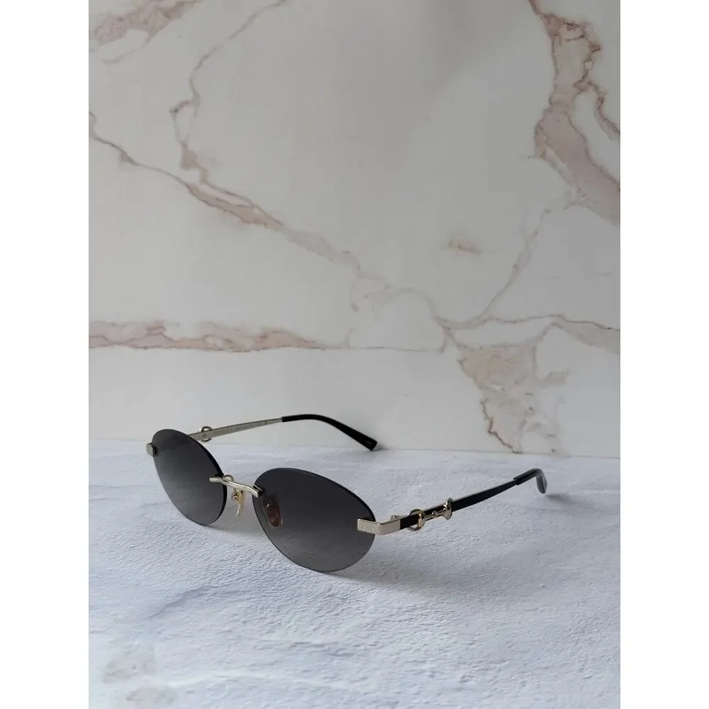 NEW Gucci GG2051S Gold Grey Horsebit Rimless Sunglasses $615